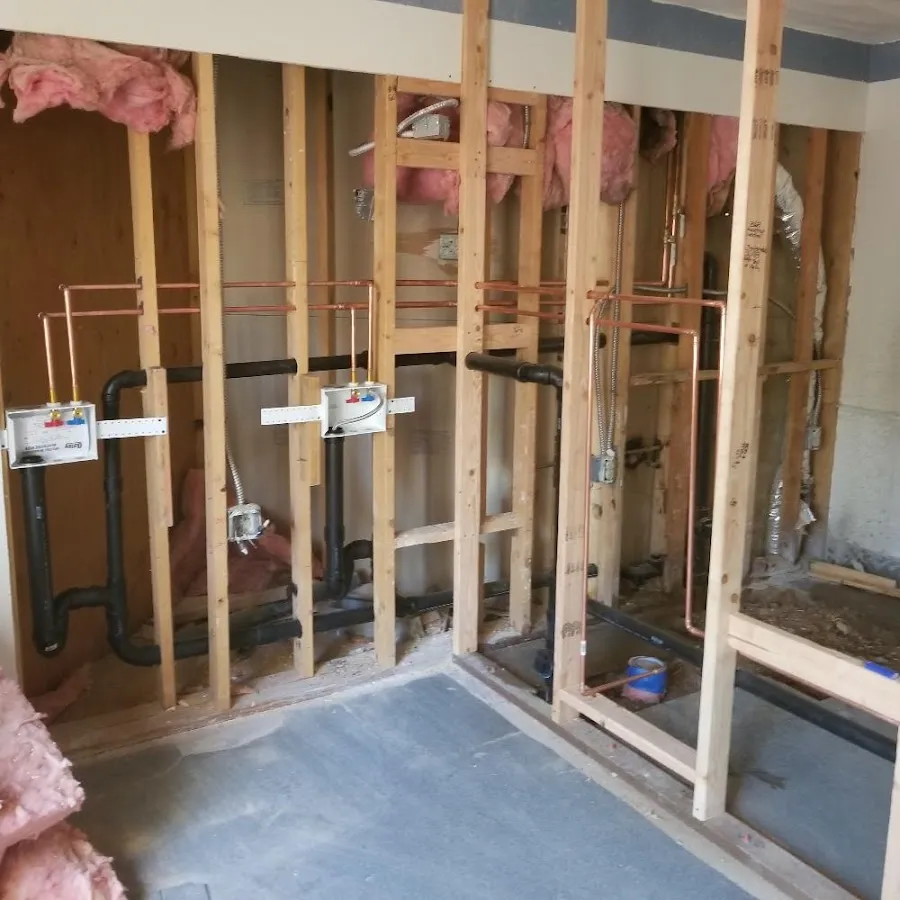Copper pipe rough-in and plumbing installation in Hartford